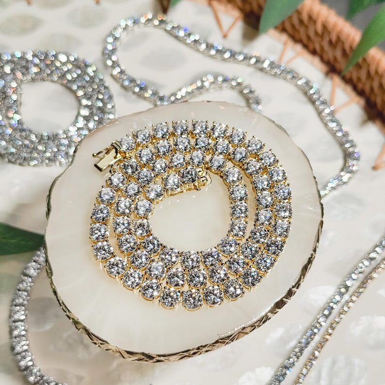 moissanite bracelet necklace tennis chain Hip Hop necklace fashion Jewelry Pass Diamond Tester 4mm 5mm vvs moissanite iced out cuban chain for men wom