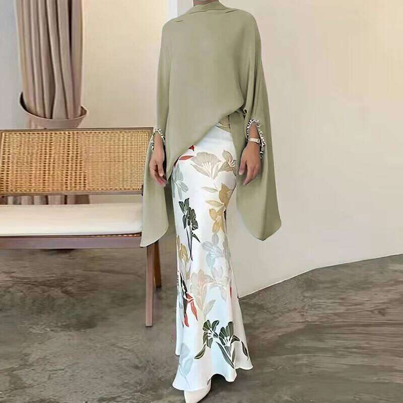Vintage High Street Skirts Suits Spring Women Fashion Floral Print Party Set Casual Loose Asymmetric Commuter Outfits New MAKOUFEI