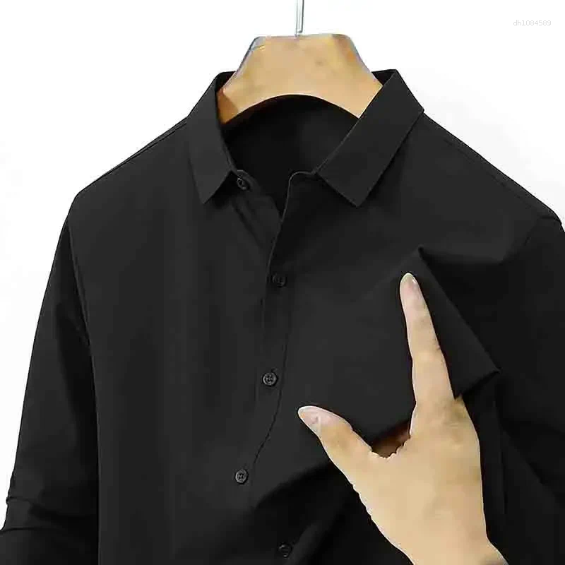 Men's T Shirts Stretch Long Sleeve Dress Shirt Wrinkle-Resistant Business Casual Button Up Top