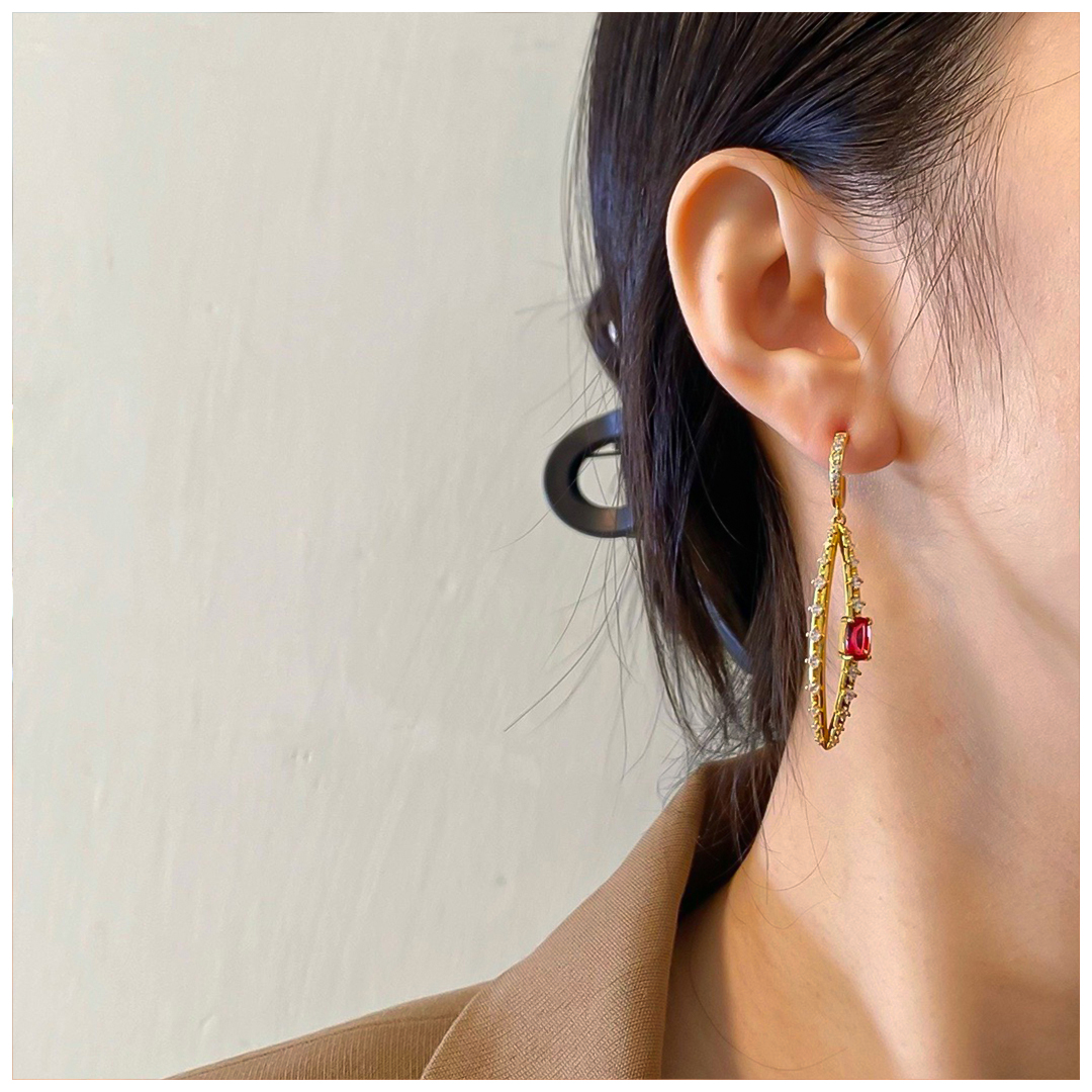 Designer Earrings Designer Earrings Women Pave C Shape Hoop Drop Leaf Hollow Oval Bar Zircon Ruby Geometric Earrings Luxury Jewlery Designer for Women