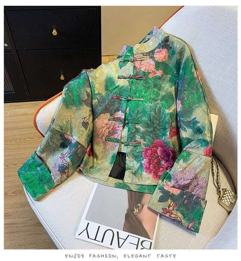Outerwears New Chinese Light National Wind Jacquard Jacket Women s Spring Tang Suit Buckle High end Retro Coat MAKOUFEI