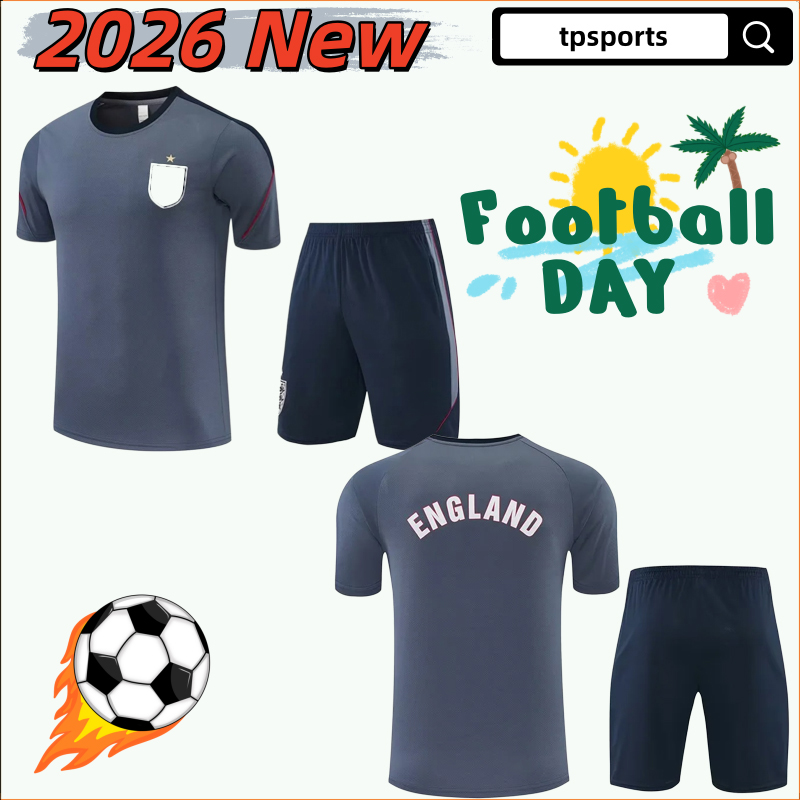 26 27 England tracksuit top short training suit short sleeved kit uniform chandal adult sweatshirt Sweater short sleeved tracksuit men kids sets 2026 2027 England