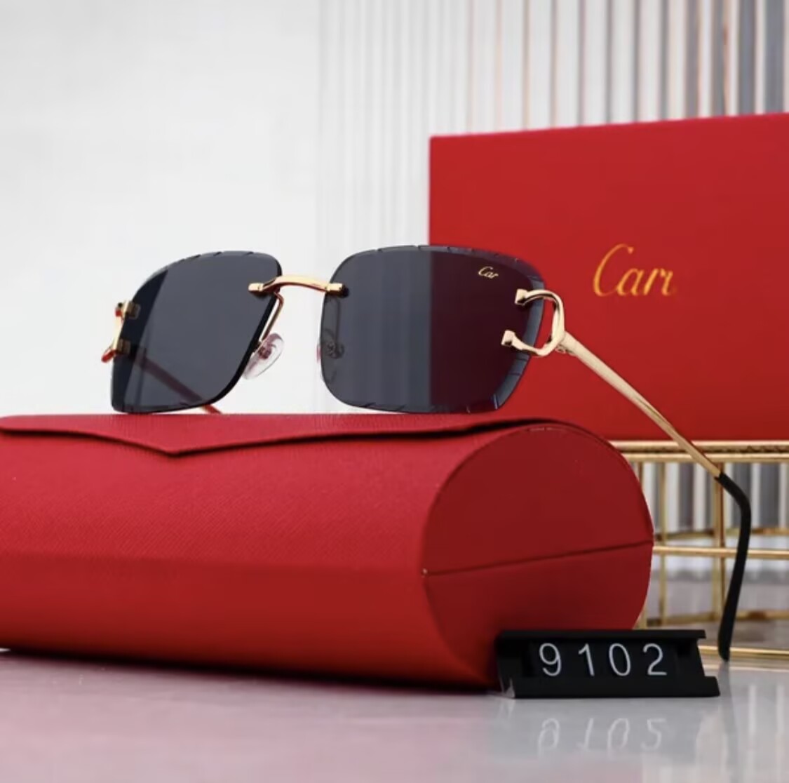 Designer Sunglasses Men Women sunglasses Fashion Classic Frame Glasses Leopard Head Composite Metal Rimless Optical Frame Sunglasses UV 400 With Box