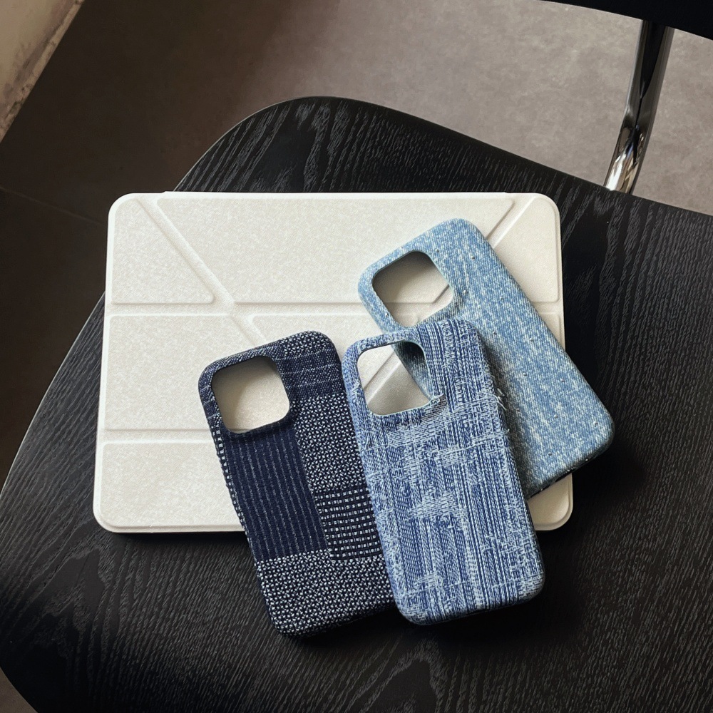 Suitable for Apple 17/16PRO simple denim phone case iPhone15/14PRO solid color protective cover 13 niche