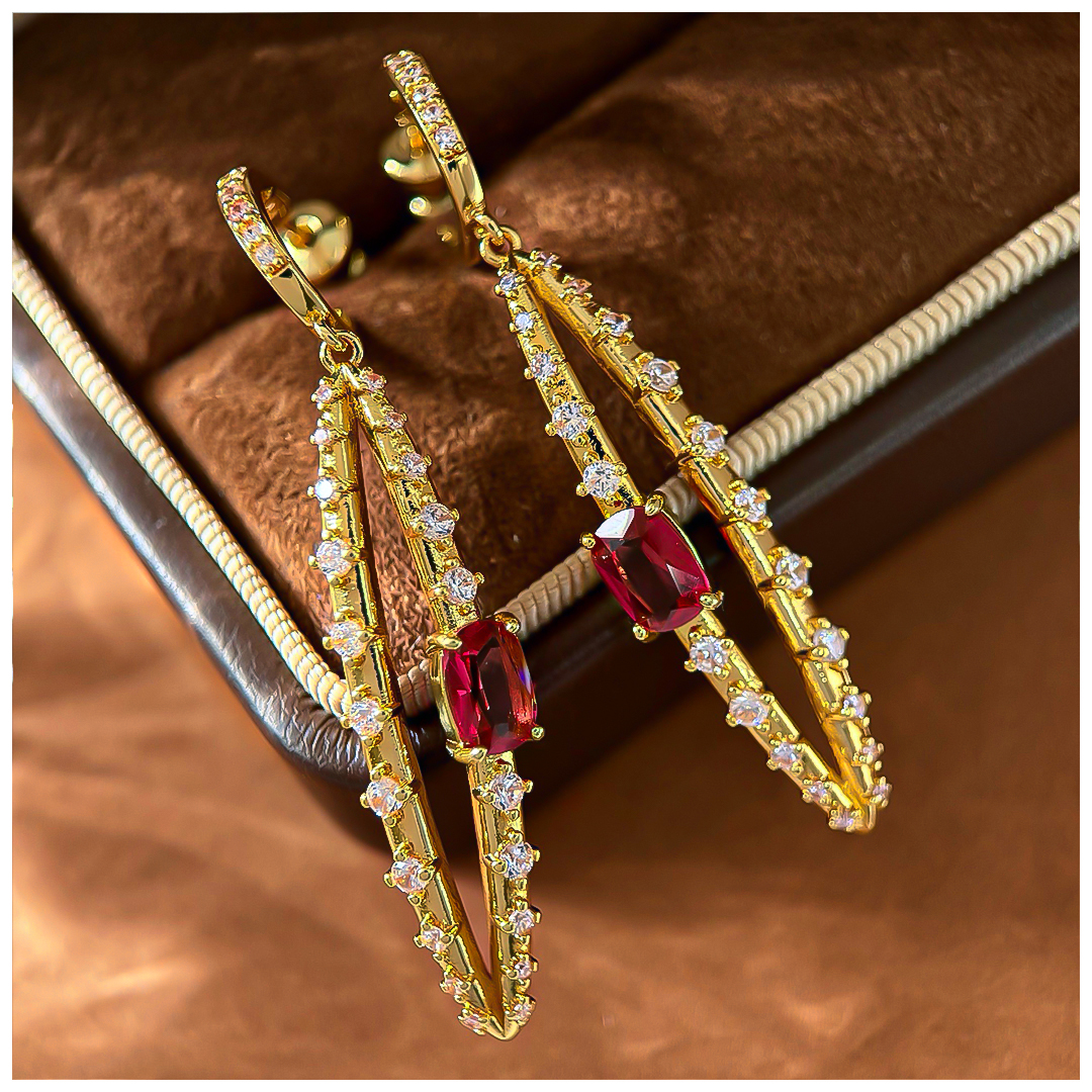 Designer Earrings Designer Earrings Women Pave C Shape Hoop Drop Leaf Hollow Oval Bar Zircon Ruby Geometric Earrings Luxury Jewlery Designer for Women