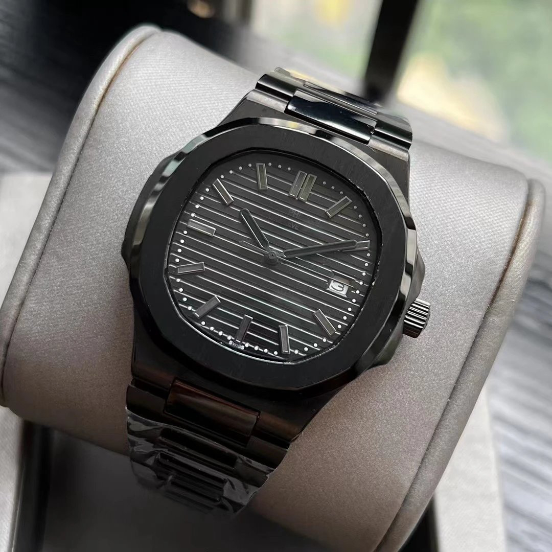 Designer P Nautilu Mens Watch High Quality Automatic Mechanical Movement 42mm Pure Black Style Mens Stainless Steel Wristwatch