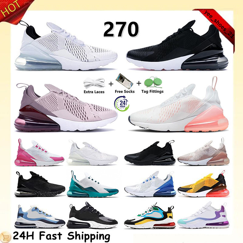 270s Running Shoes 270 React Sneaker Triple Black White Anthracite Navy University Red Barely Rose Rainbow Light Bone Tiger Mens Womens Trainers Sport