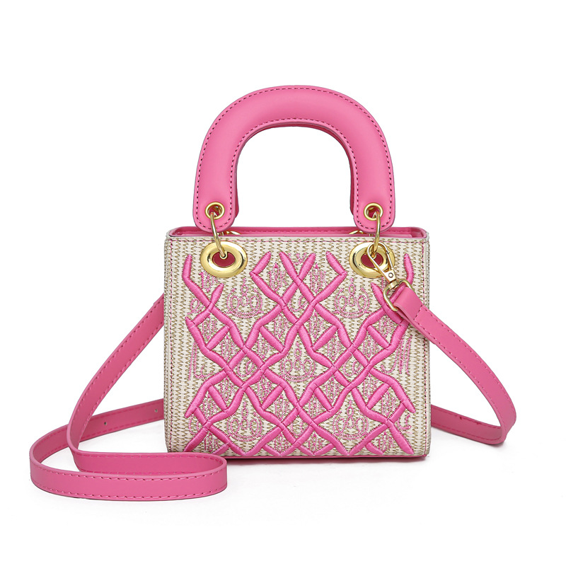 2026 summer new casual luxury designer handbag fashion diamond grid embroidery diagonal cross bag for women