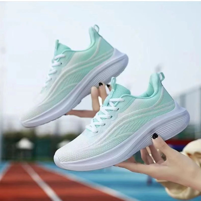 Breathable Lace-up Running Shoes for Women Air Cushion Athletic Sneakers Lightweight Air Mesh Outdoor Sports Training Shoes 260409