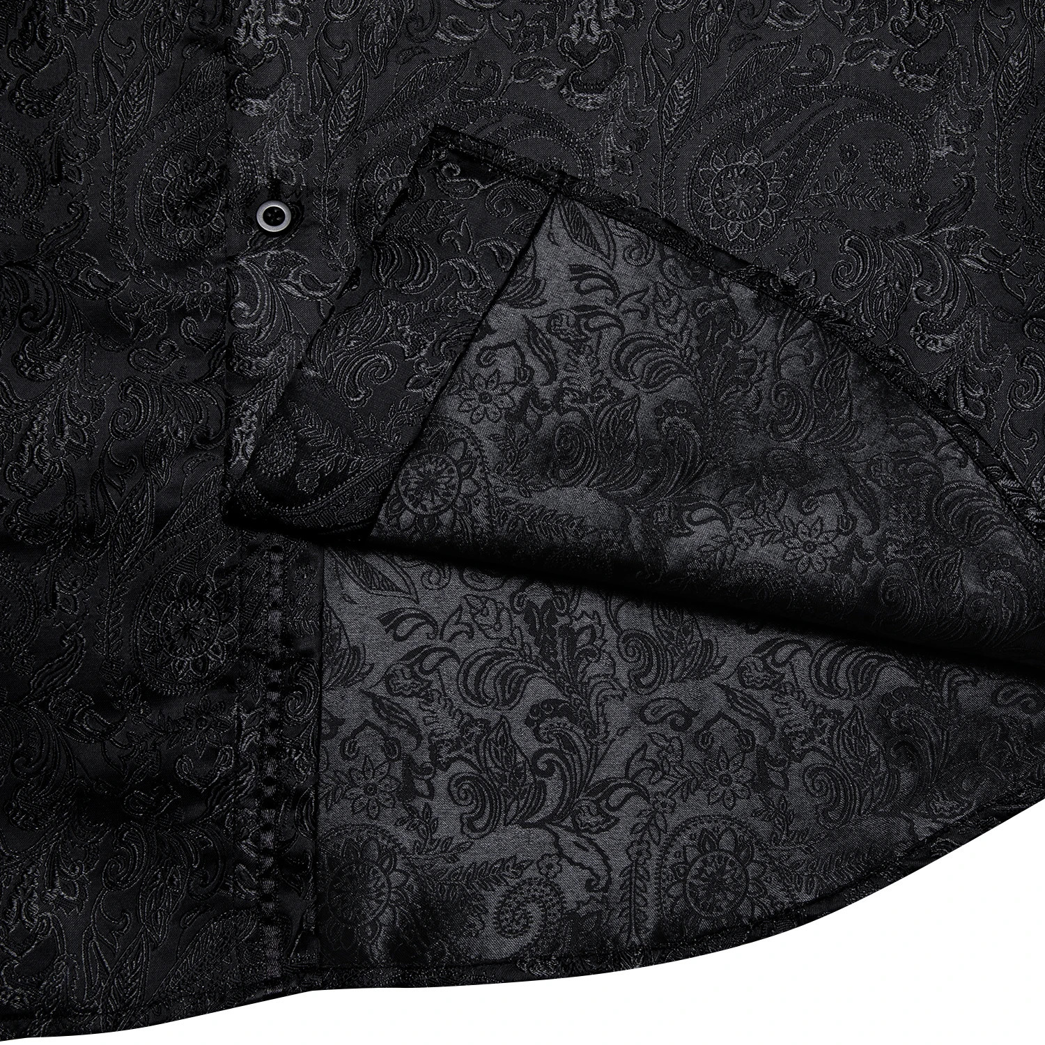 Mens Long Sleeve Black Paisley Silk Dress Shirts Casual Tuxedo Social Shirt Men Clothing 260410