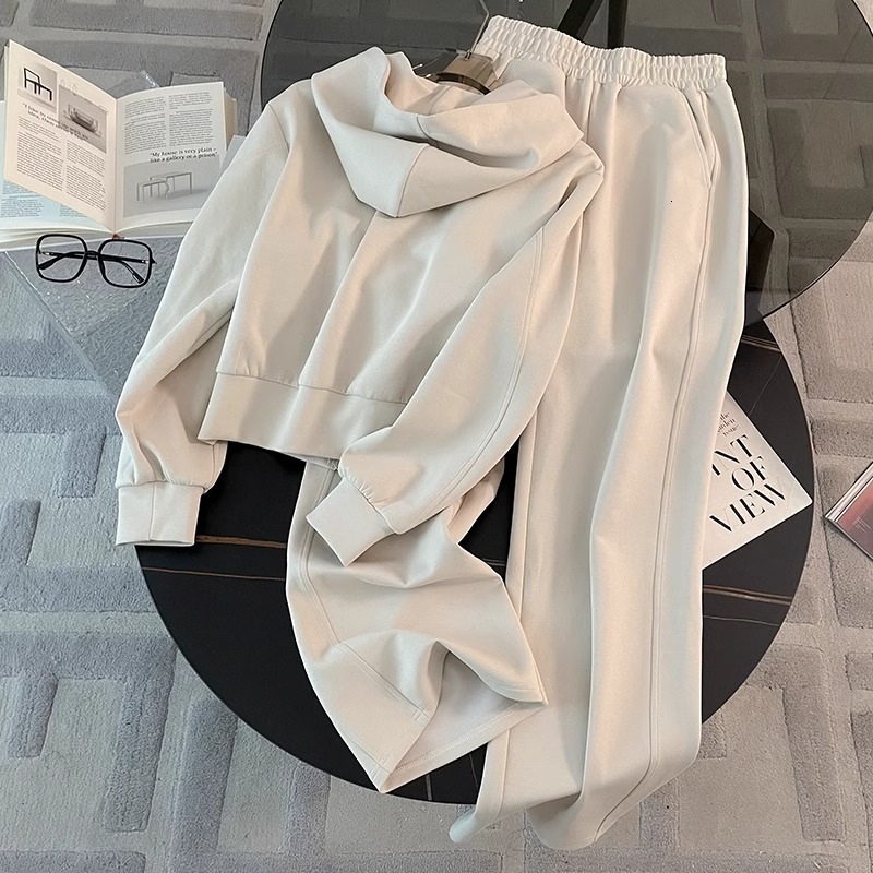 2026 New Designer Luxury Brand European Sportswear Fashion Foreign Trade Women's Set Spring And Autumn High End Loose Fit Sweatshirt And Sweatpan