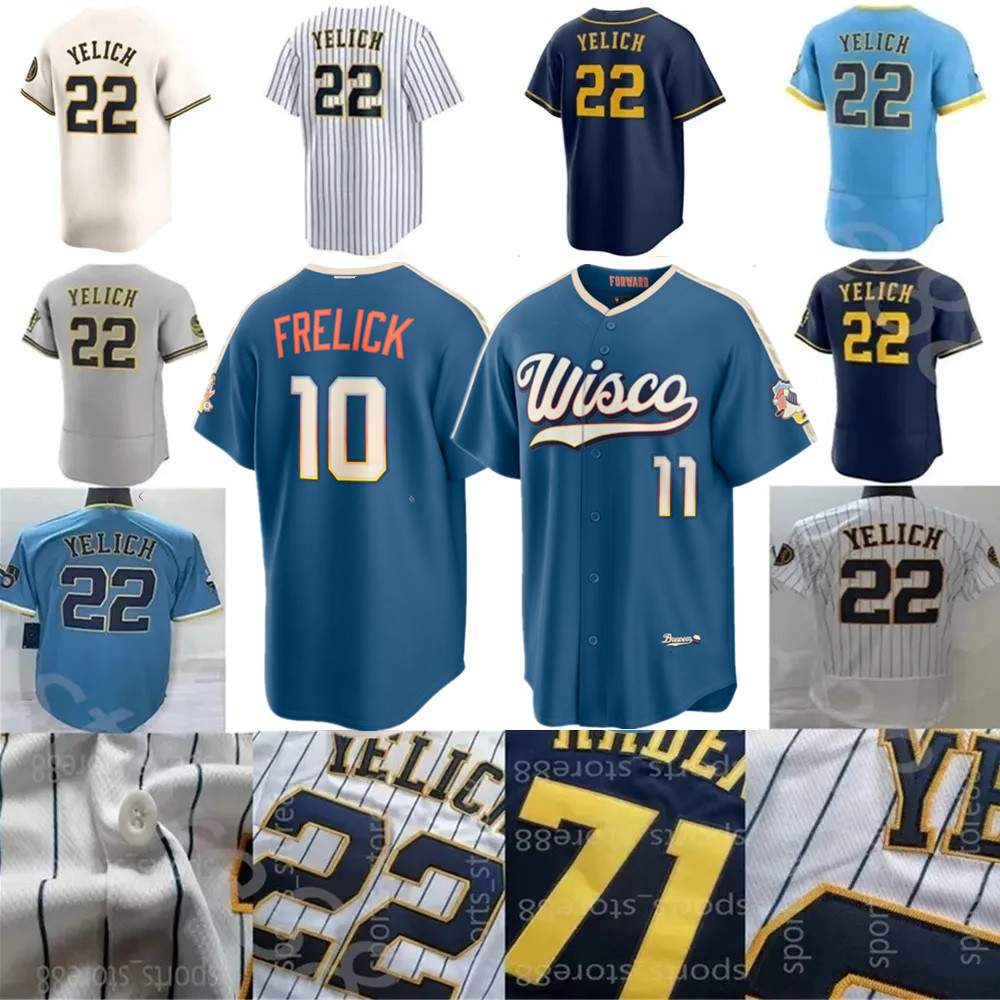 Custom S-4XL 11 Jackson Chourio Christian 22 Yelich 10 Sal Frelick Maglia Willy…