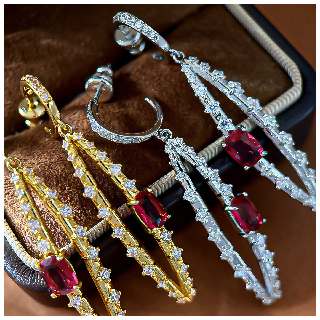 Designer Earrings Designer Earrings Women Pave C Shape Hoop Drop Leaf Hollow Oval Bar Zircon Ruby Geometric Earrings Luxury Jewlery Designer for Women