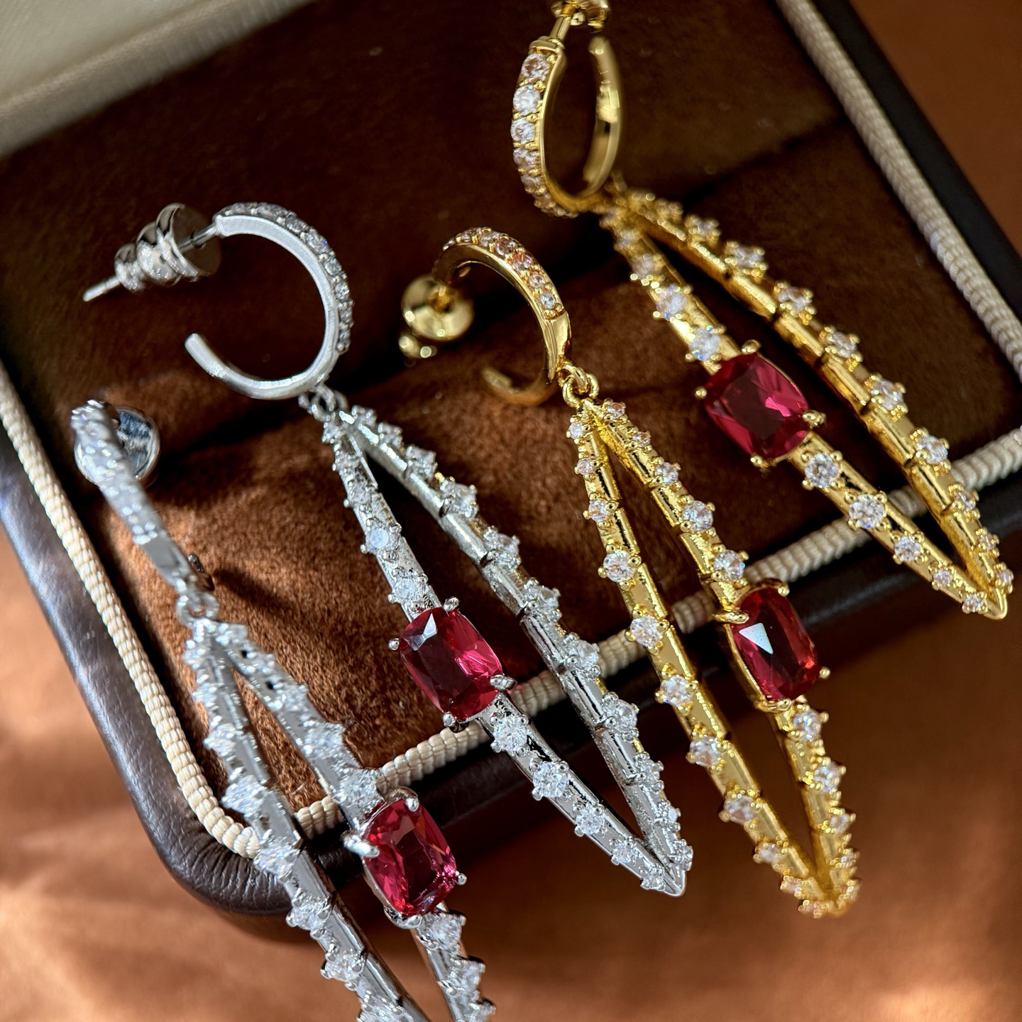 Designer Earrings Designer Earrings Women Pave C Shape Hoop Drop Leaf Hollow Oval Bar Zircon Ruby Geometric Earrings Luxury Jewlery Designer Women Ele