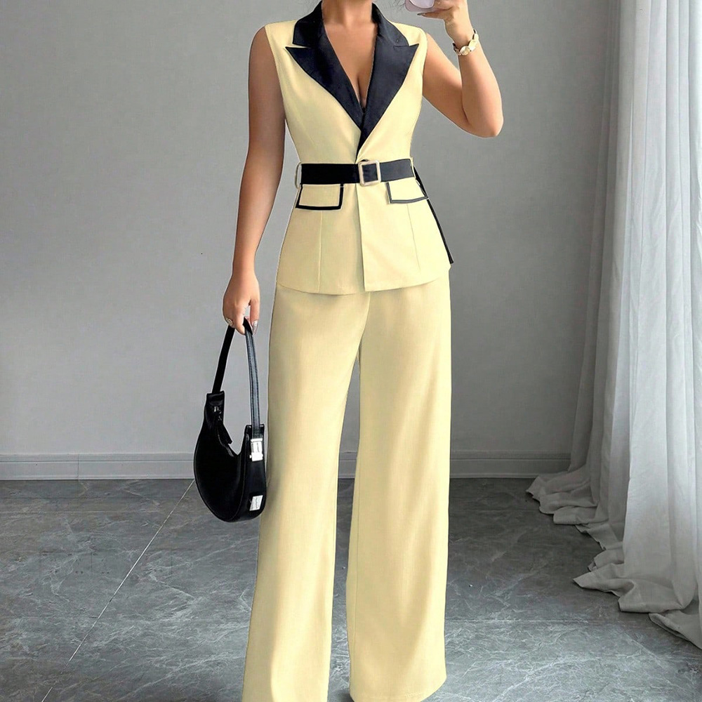 2026 Luxury Brand Women's Set Autumn Trend Hot Selling Elegant Style Women's Outdoor Fashion Sexy Deep V Waist Collar Top And Casual Straigh