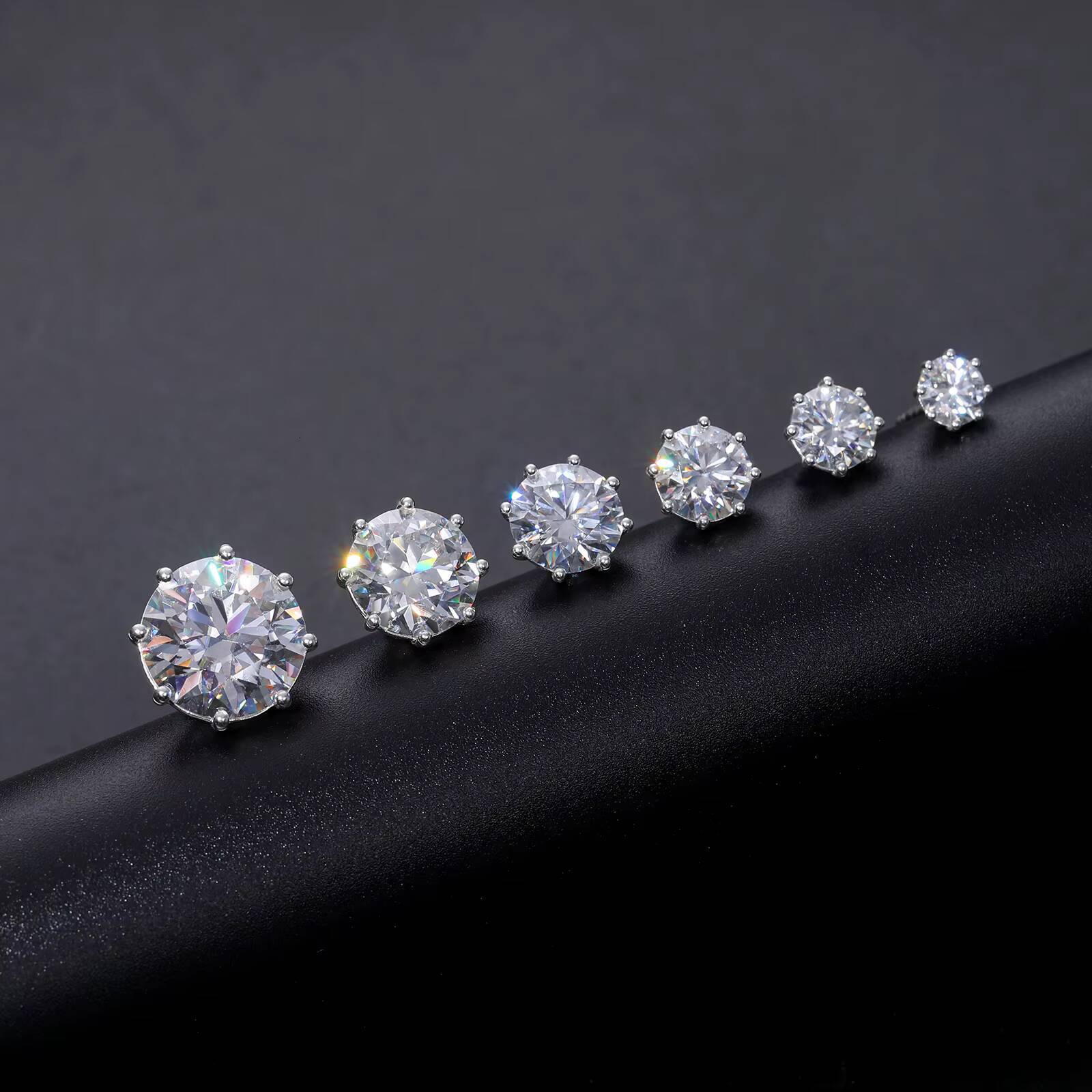 Pass Diamond Tester VVS Moissanite Stud Earrings 8 Prong 925 Sterling Silver Lab Moissanite Big Ear Stud Jewelry Men Women