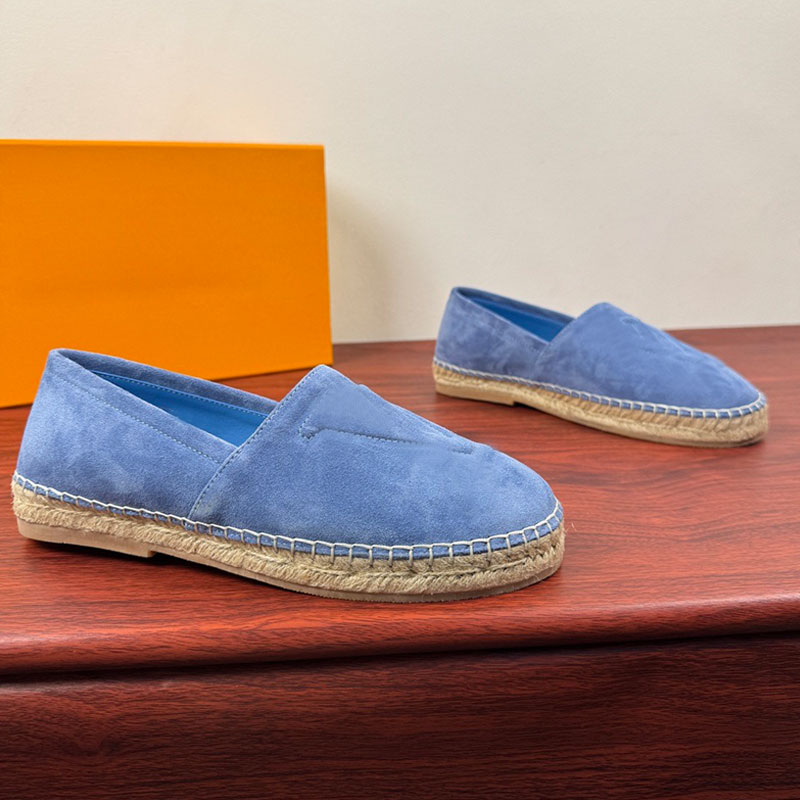 Suede leather Men Bean shoes lazy mens casual shoes designer fisherman shoes hemp rope woven calf leather fabric rubber outsole fashion trend Man casual driver shoes