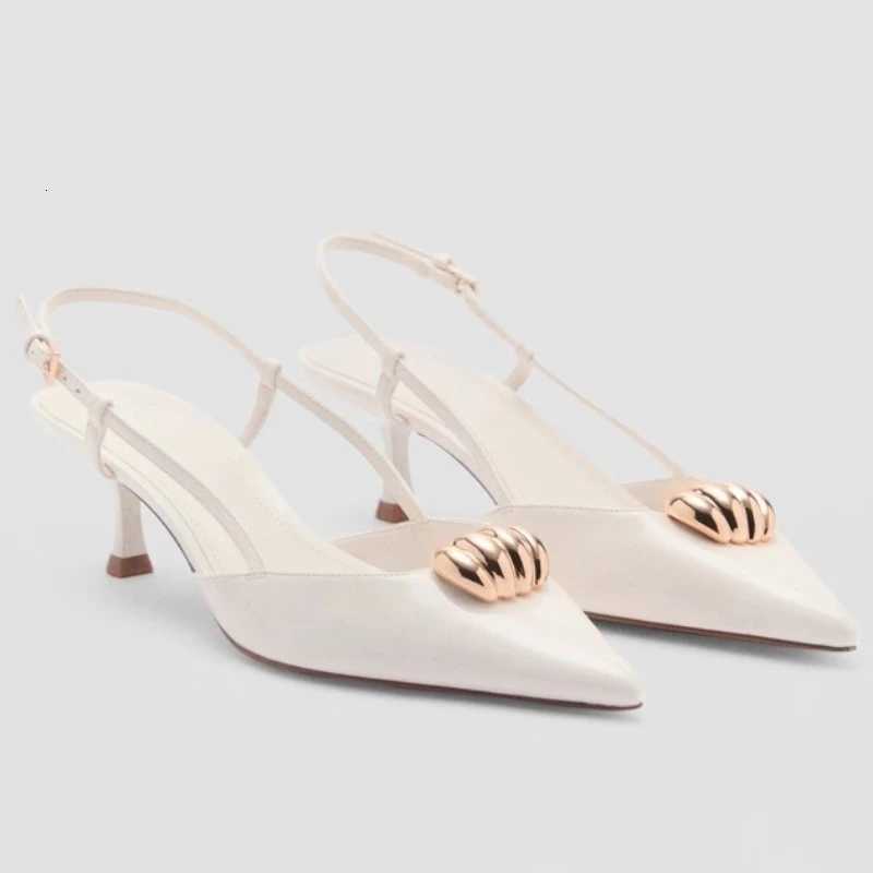 Women Pointed Toe Sandals Fashion Metal Decor Summer Mules Elegant Thin Heel Party Evening Banquet Pumps Slip On Shoes Z260411