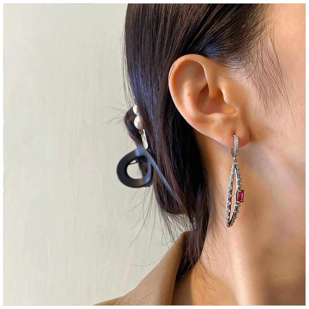 Designer Earrings Designer Earrings Women Pave C Shape Hoop Drop Leaf Hollow Oval Bar Zircon Ruby Geometric Earrings Luxury Jewlery Designer for Women