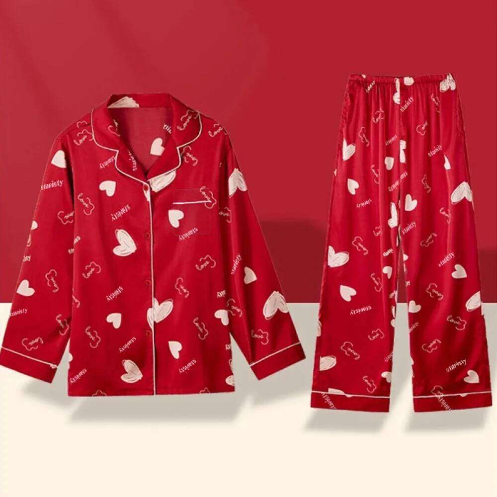 European Style Elegant Classy Fashion Trendy Female Lounges Aesthetics Print Spring Autumn Sleepwear for Women Y k Sweet Pajamas MAKOUFEI