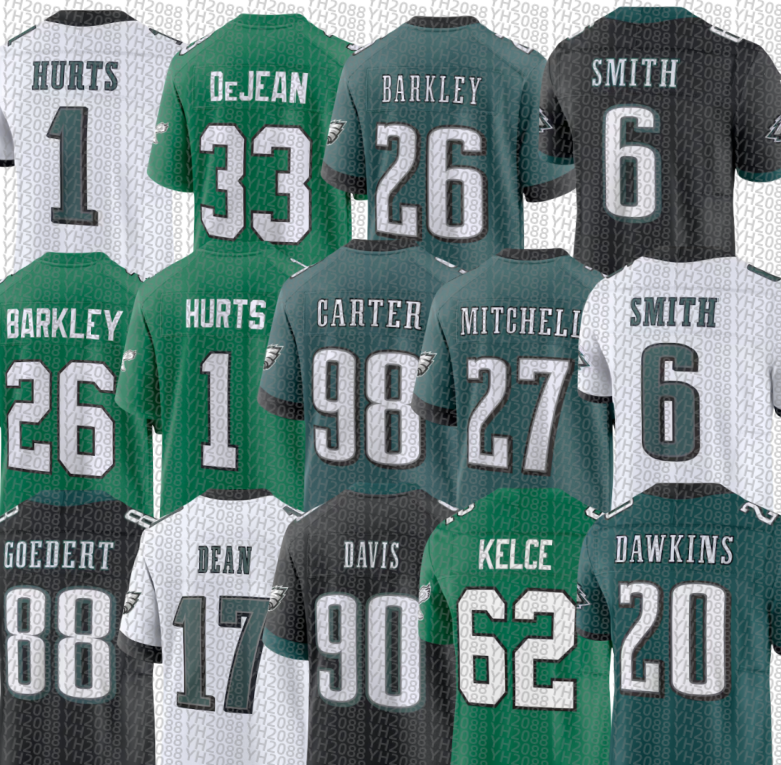 Brian Dawkins Cooper DeJean Jalen Hurts Saquon Barkley DeVonta Smith A.J. Brown Dallas Goedert Quinyon Mitchell Jalen Carter Makai Lemon Jordan Davis Football Jersey