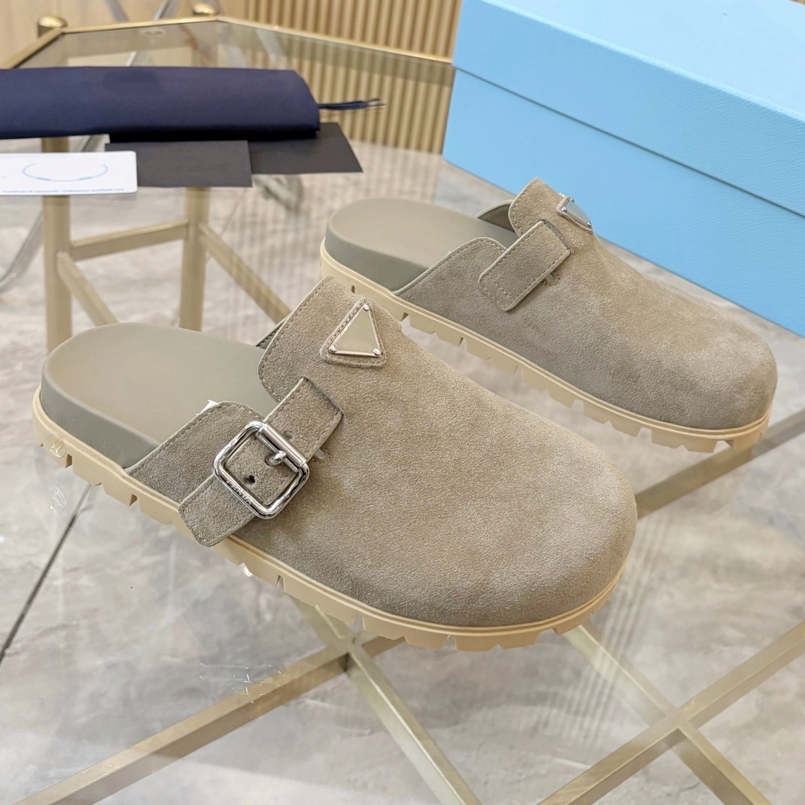 Women Suede mules Leather strap slides designer slippers Luxury band sandals summer beach flat sliders Scuffs Half sandale Comfort tazz slide rubber Platform shoe