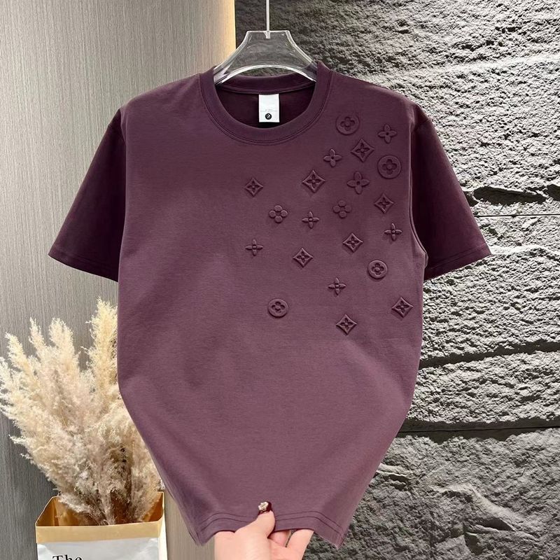 Stylish and slimming printed half-sleeve T-shirt, new summer model, round-neck pullover, men's thin short-sleeve breathable shirt