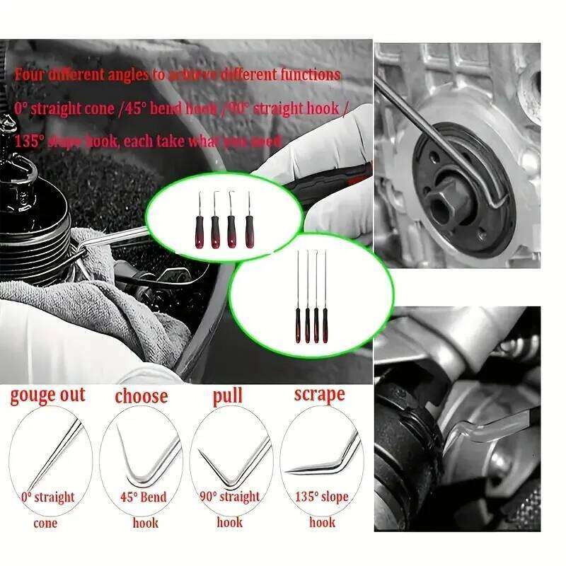 4pcs oil seal screwdriver set - maintenance precision picker hook set, car O-ring and gasket disassembly tool