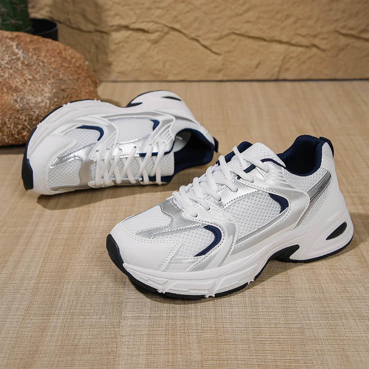 Platform Chunky Sneakers for Women Trendy Color Block Breathable Lightweight Non Slip Casual Walking Shoes 260409