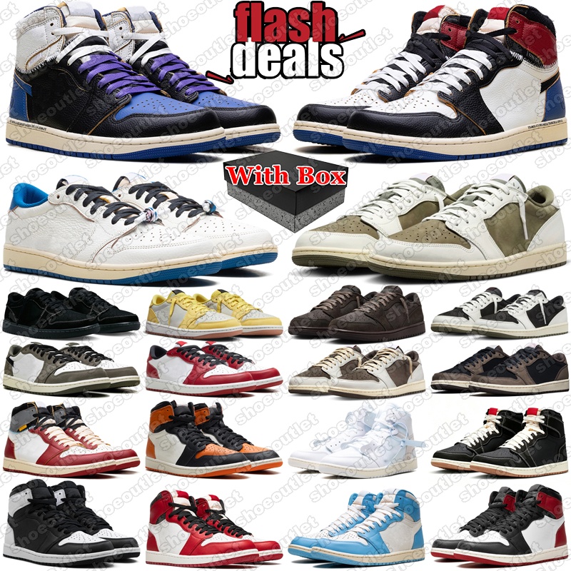 Designer 1s basketball shoes 1 lows OG sneakers men womens Medium Olive Military Blue Velvet Brown Black Phantom Mocha Flight Club Varsity Red mens trainers with box