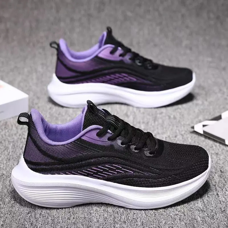 Breathable Lace-up Running Shoes for Women Air Cushion Athletic Sneakers Lightweight Air Mesh Outdoor Sports Training Shoes 260409