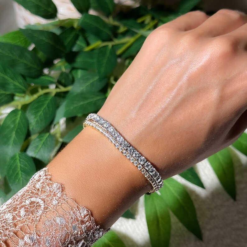 Moissanite chain Tennis Necklace Bracelet 925 Silver VVS1 ced out chain Diamond tennis necklace Anniversary gift for men women