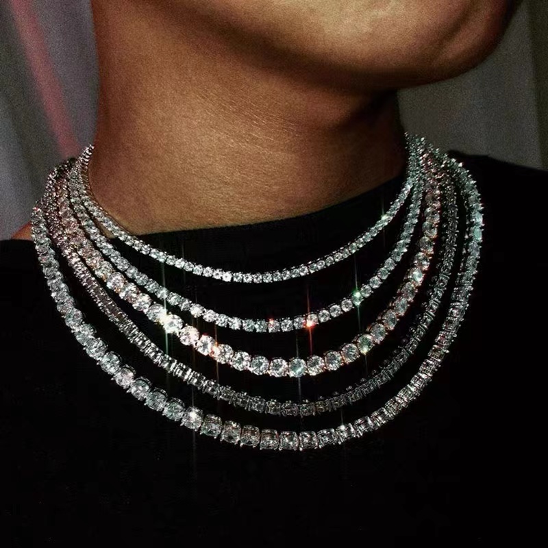 moissanite bracelet necklace tennis chain Hip Hop necklace fashion Jewelry Pass Diamond Tester 4mm 5mm vvs moissanite iced out cuban chain for men wom