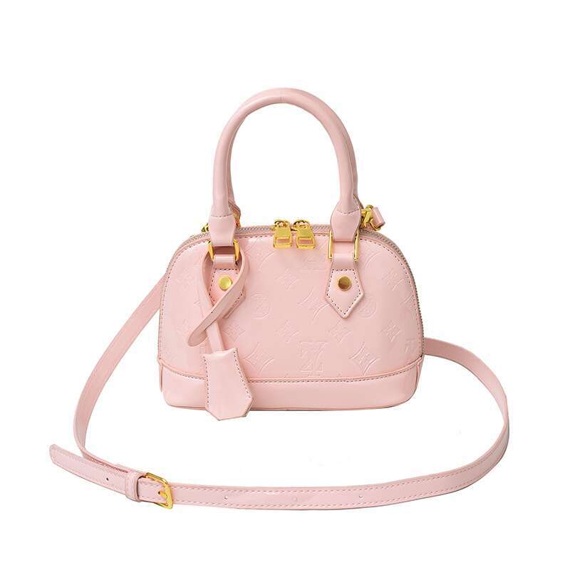 Luxury embossed letter mini shell handbag, patent leather hardware buckle crossbody bag, multifunctional hand-held shoulder bag, casual party tote bag