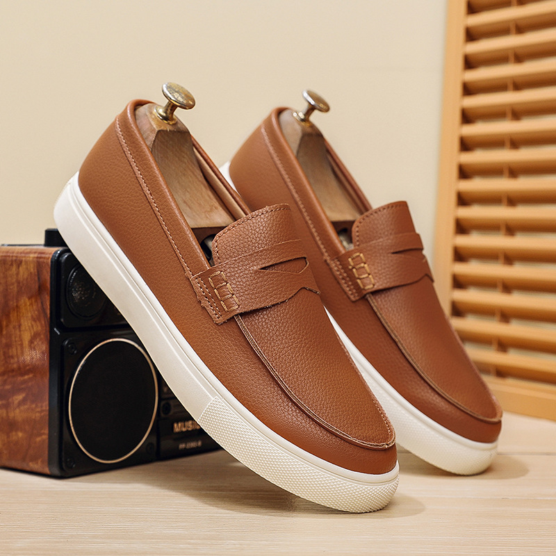 Classic design luxury 2026 Men's Genuine Leather Penny Loafers Casual Slip On Driving Moccasins Breathable Walking Shoes free shipping