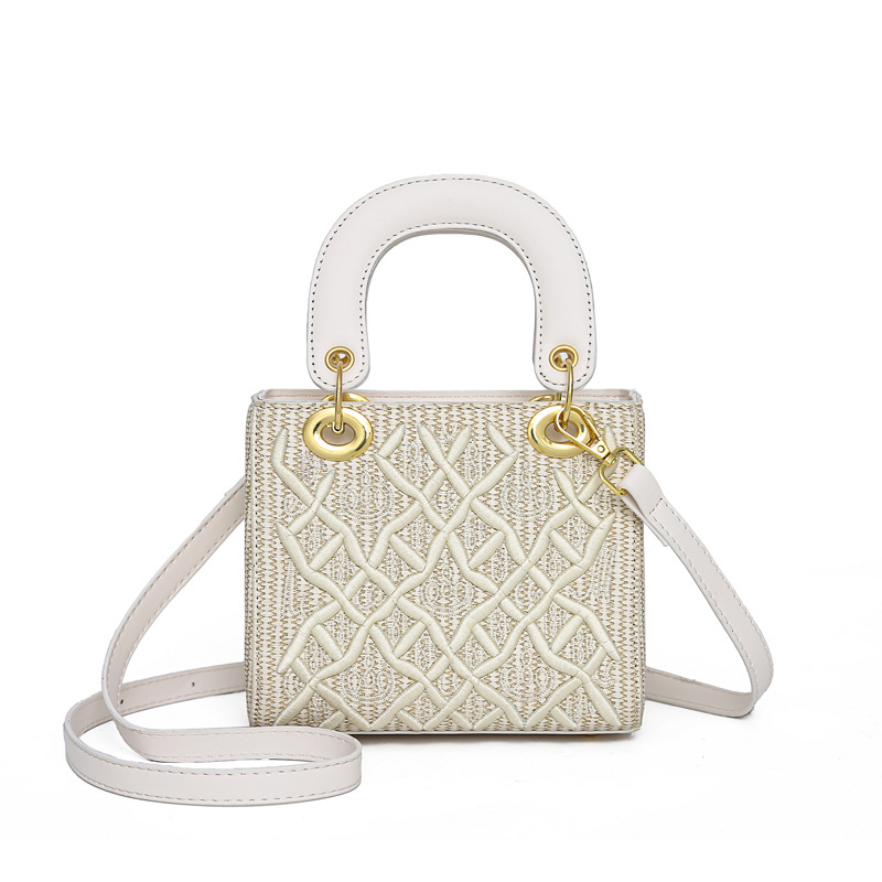 2026 summer new casual luxury designer handbag fashion diamond grid embroidery diagonal cross bag for women