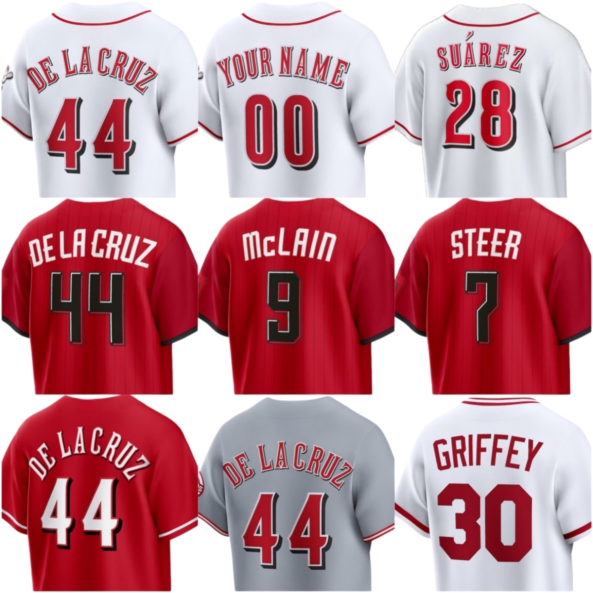 Elly De La Cruz Reds Jersey Baseball Matt McLain Eugenio Suarez TJ Friedl Sal Stewart Spencer Steer Ke'Bryan Hayes Tyler Stephenson Will Benson Men Women Youth