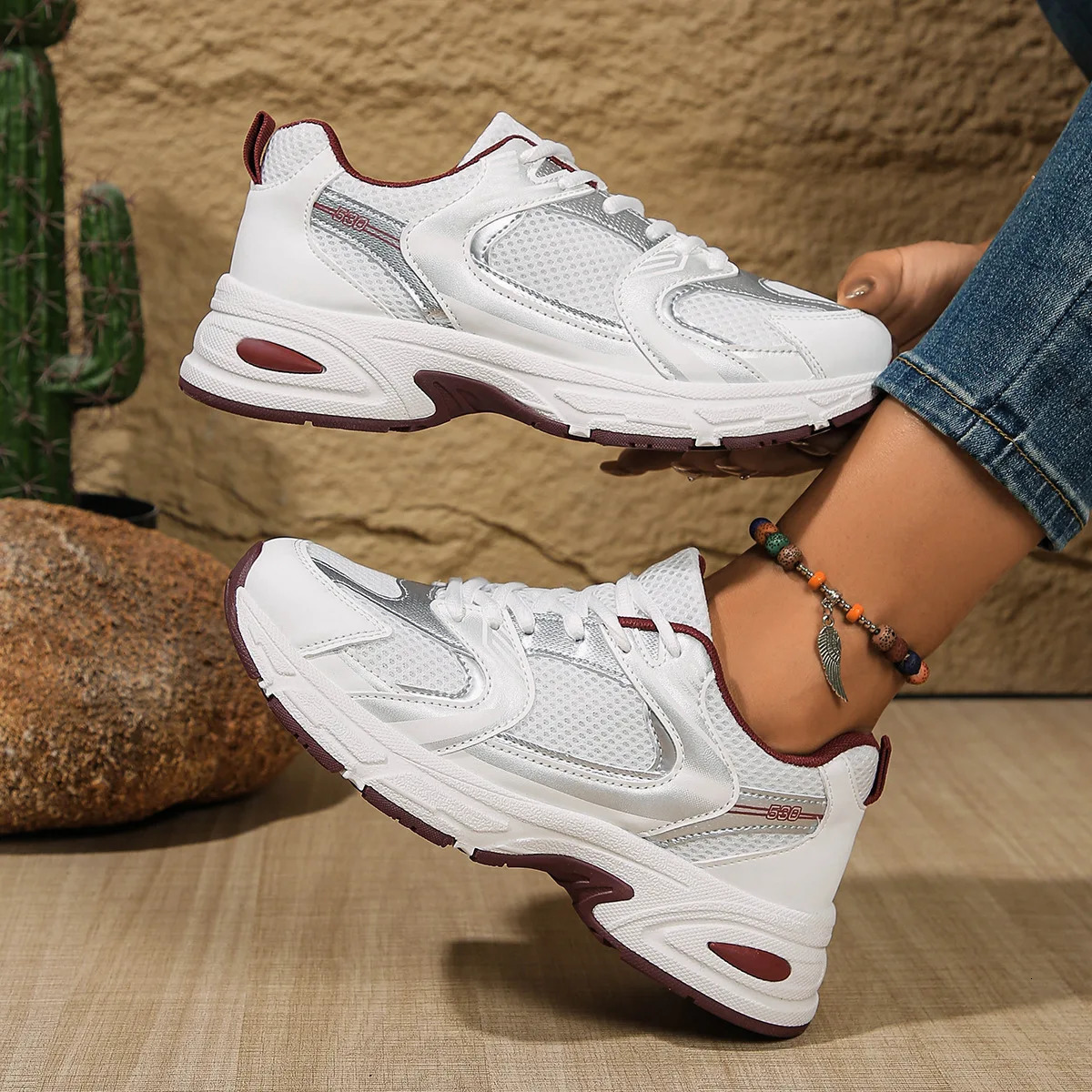 Platform Chunky Sneakers for Women Trendy Color Block Breathable Lightweight Non Slip Casual Walking Shoes 260409