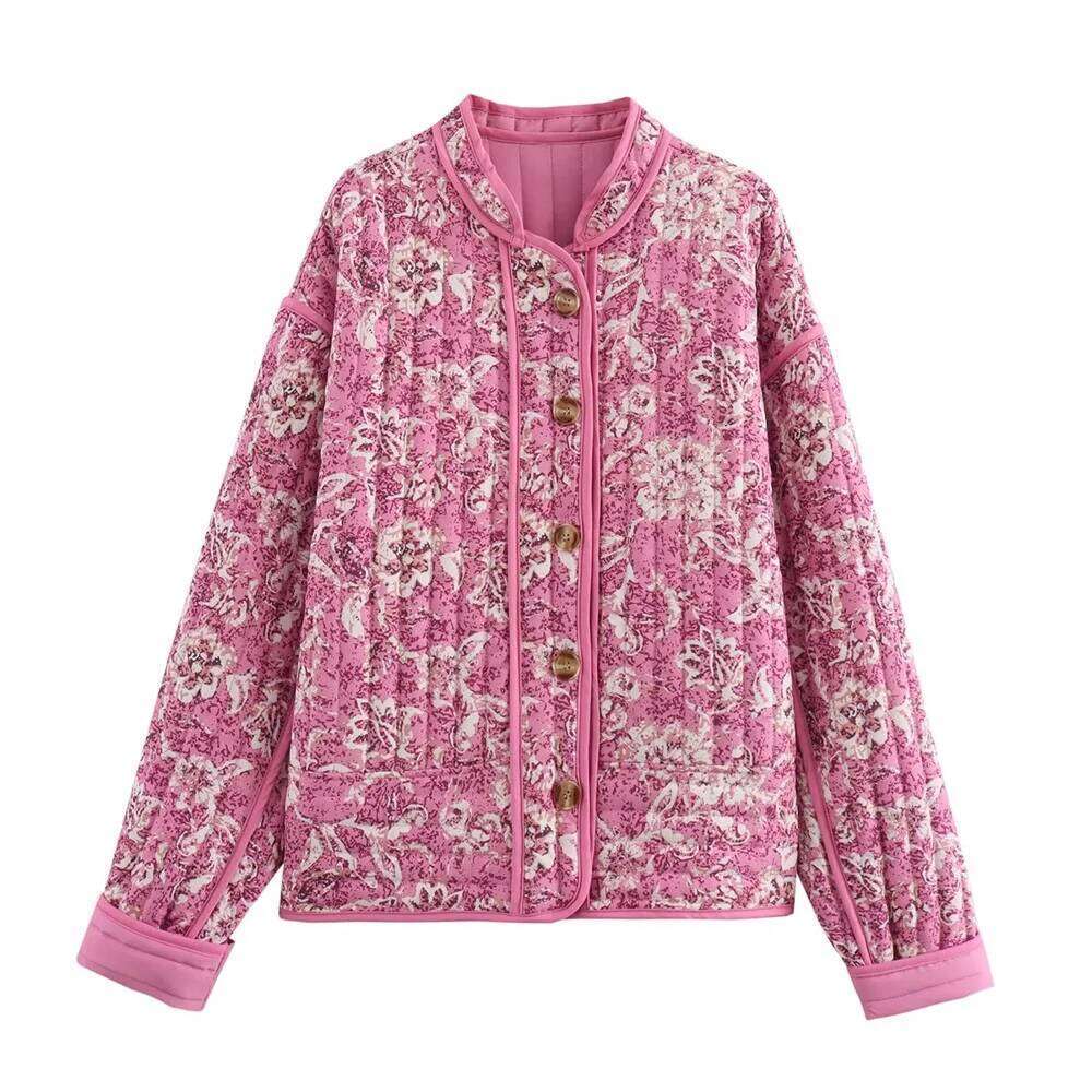 European American Style Women s New Fashionable versatile Long Sleeved Loose And Slimming Printed Cotton Jacket MAKOUFEI