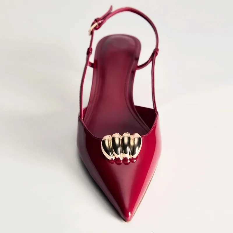 Women Pointed Toe Sandals Fashion Metal Decor Summer Mules Elegant Thin Heel Party Evening Banquet Pumps Slip On Shoes Z260411