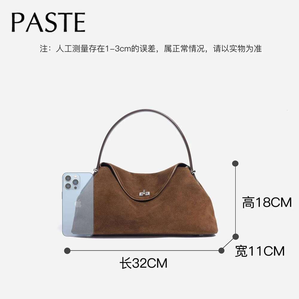 Autumn Winter Bowling Tote All Match Matte Suede Cowhide Leather Women Shoulder Bag Coffee Purple Noble Handbag SENYY