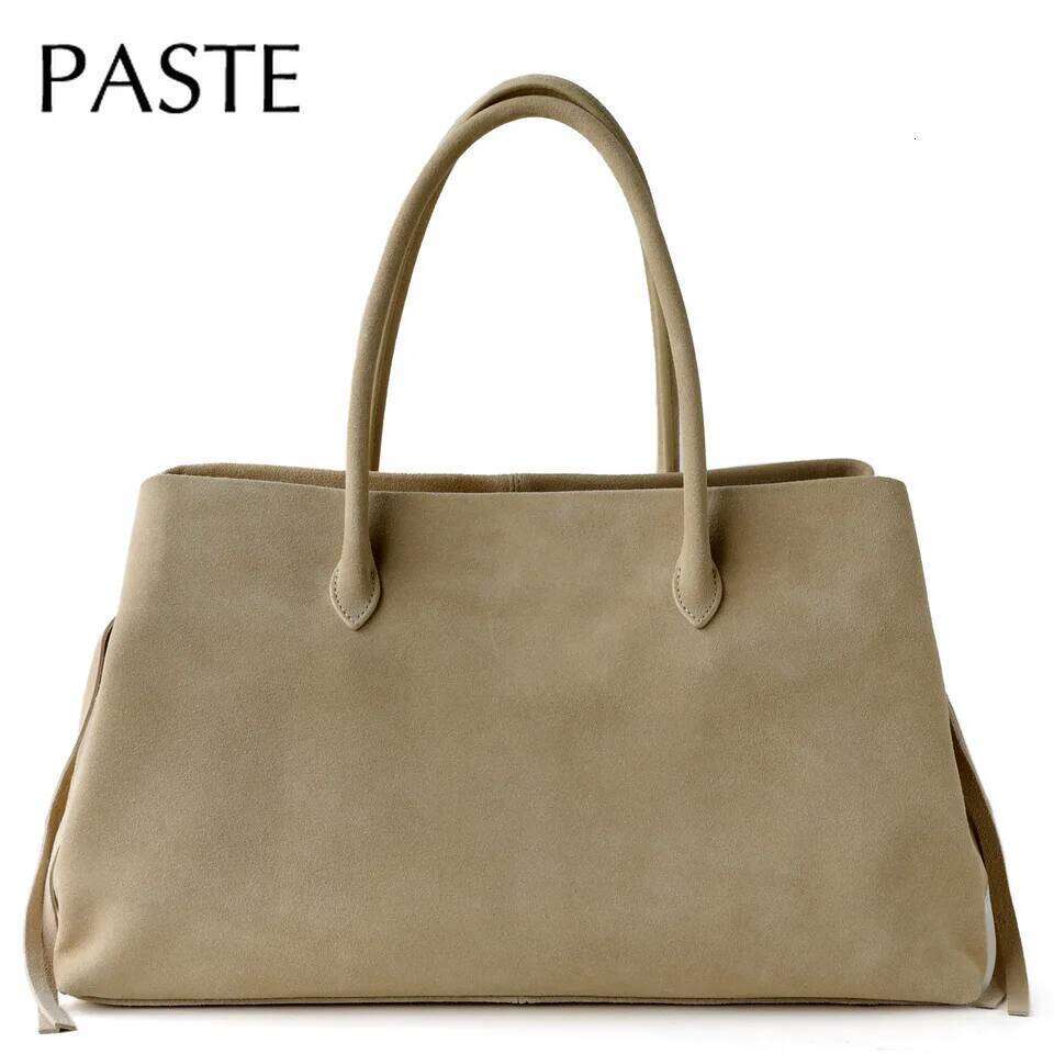 Luxury Multi Layer Commuting Large Capacity Cow Women S Tote High Quality Apricot Suede Leather Handbag Winter SENYY