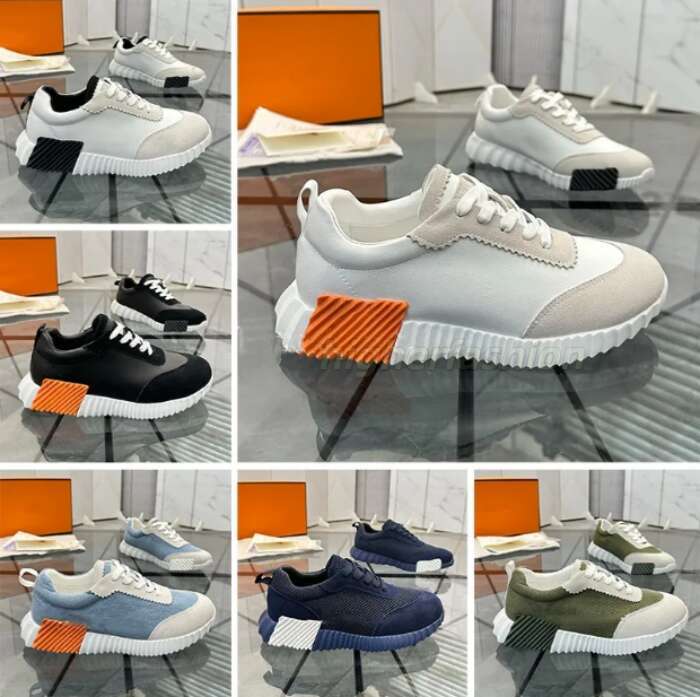 Designer Shoes Bouncing Sneakers Suede Leather Trainers Breathable Casual Shoes Men Women Trainers Patchwork Running Shoes nonslip rubber sole Sneakers H Word