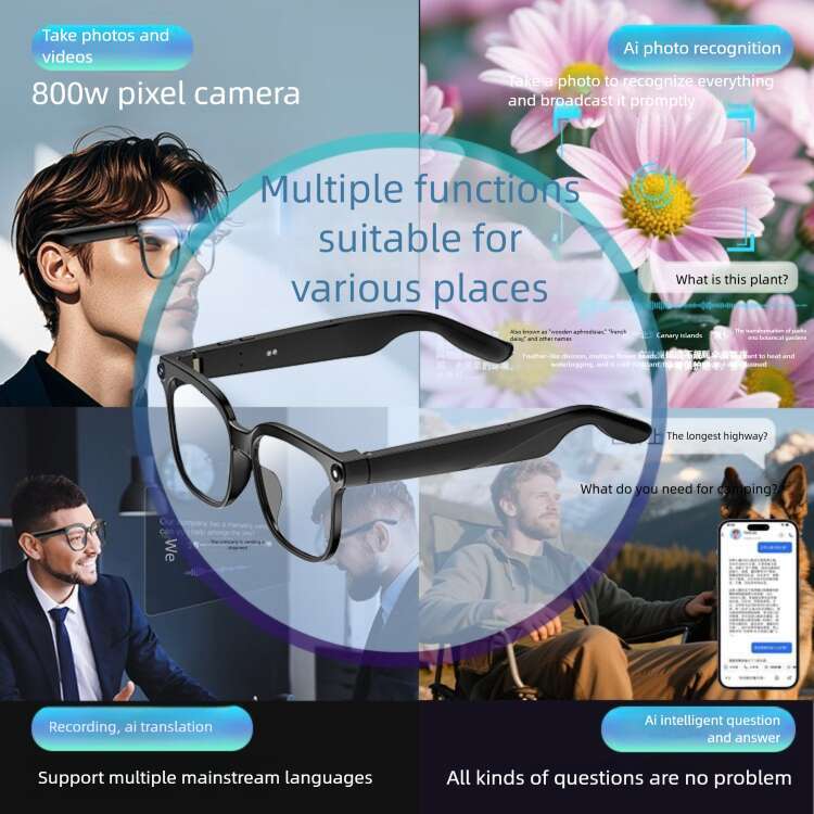 Famous Brand New AI Smart Glasses With Camera W Pixels Anti Shake Photo And Video Capture Image Recognition Real Time Translation CKS