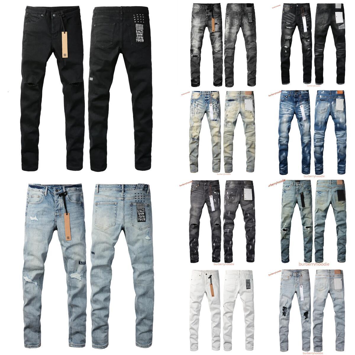 High Quality Ksubi Designer Jeans Men Women Hip Hop Streetwear Vintage Distressed Ripped Baggy Straight Stacked Grey Paint Stretch Motorcycle Bone Denim Trousers