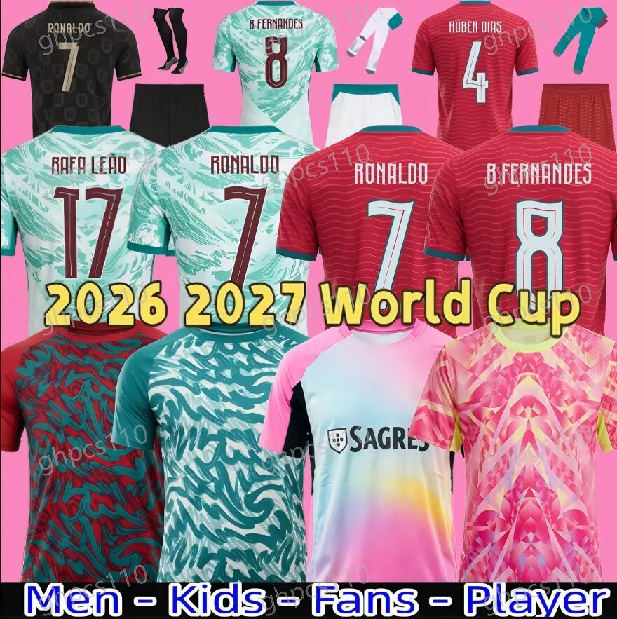 2026 portugal soccer jerseys B.FERNANDES R. Leao JOAO FELIX BERMARDO camisa de futebol VITINHA football shirt Men Kids kit women RoNalDo Portuguese DIOGO JOTA Signed