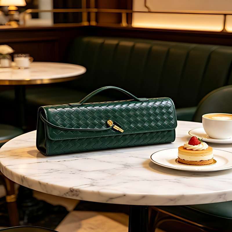 DarkWoven Leather Handbag for Women, Elegant Flap Clutch with Top Handle & Gold Hardware, Versatile Crossbody Shoulder Bag for Daily, Party & Office U