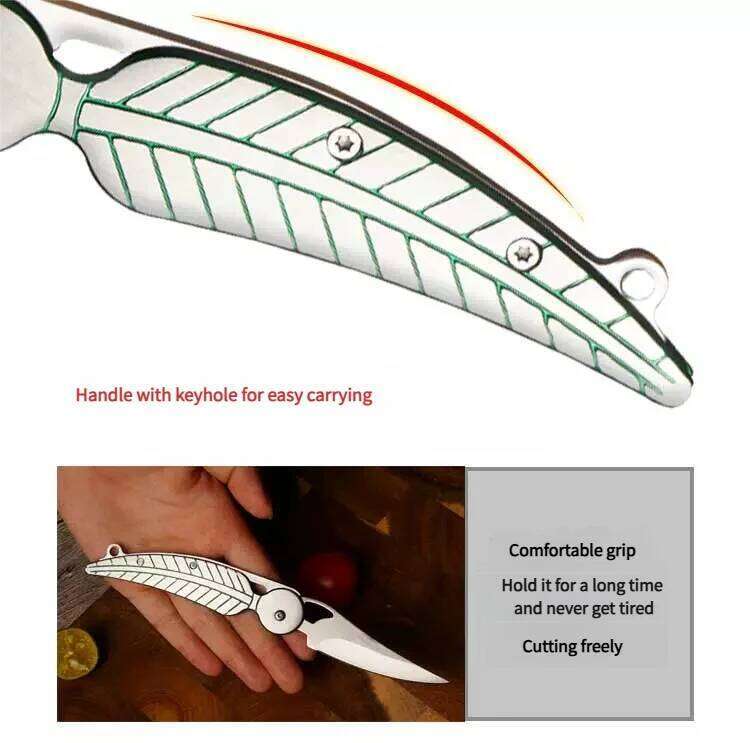 Lightweight Creative Leaf Knife,Stainless Steel Portable Fruit Knife,EDC Mini Sharp Folding Knife