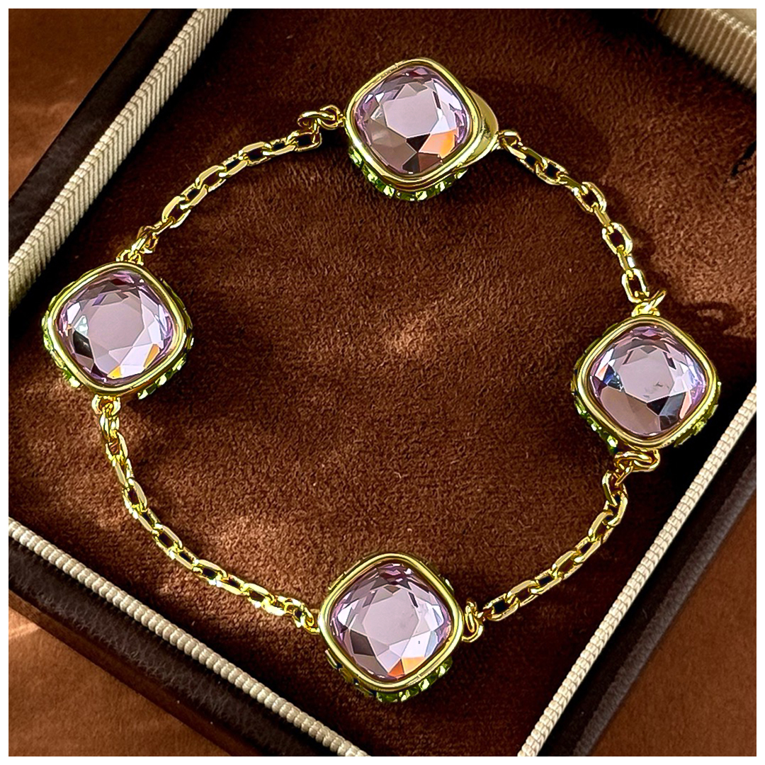 Designer Bracelet Bracelet for Women Crystal Colorful Gem Bangle Fashion Geometric Green Pink Blue Bangles Luxury Jewlery Designer for Women Elegant S