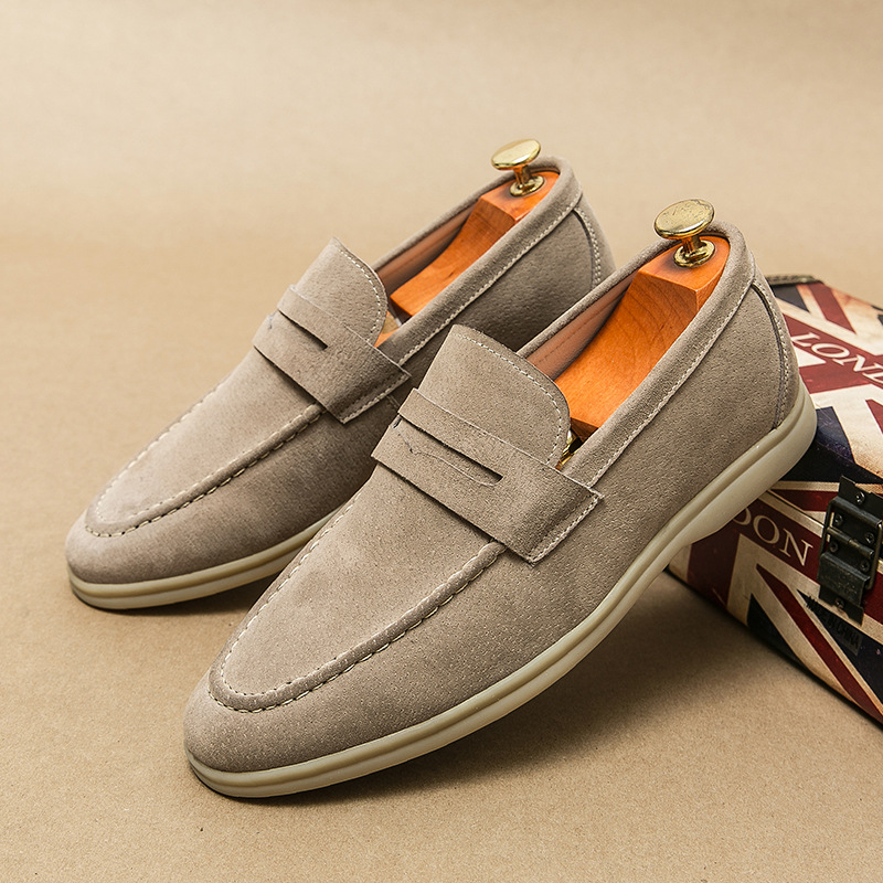 2026 hot selling casual shoe covers low heel Nubuc loafers suede leather comfortable soft sole men's classic retro shoes free shipping